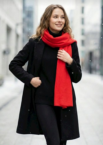 Siyah Kadın Midi Kaban - Görsel 3