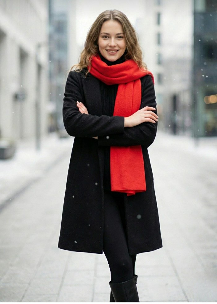 Siyah Kadın Midi Kaban - Görsel 2