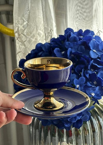 Lacivert ve Altın Detaylı Kahve Fincanı Seti - Görsel 3