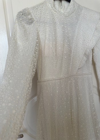 Beyaz simli elbise - Görsel 5