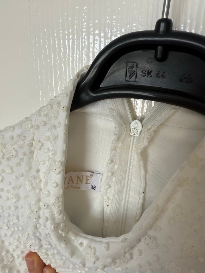 Beyaz simli elbise - Görsel 4