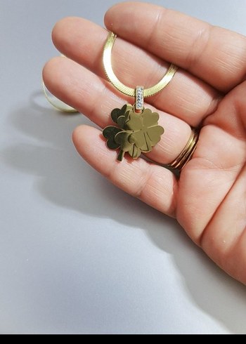 çelik yonca kolye - Görsel 2