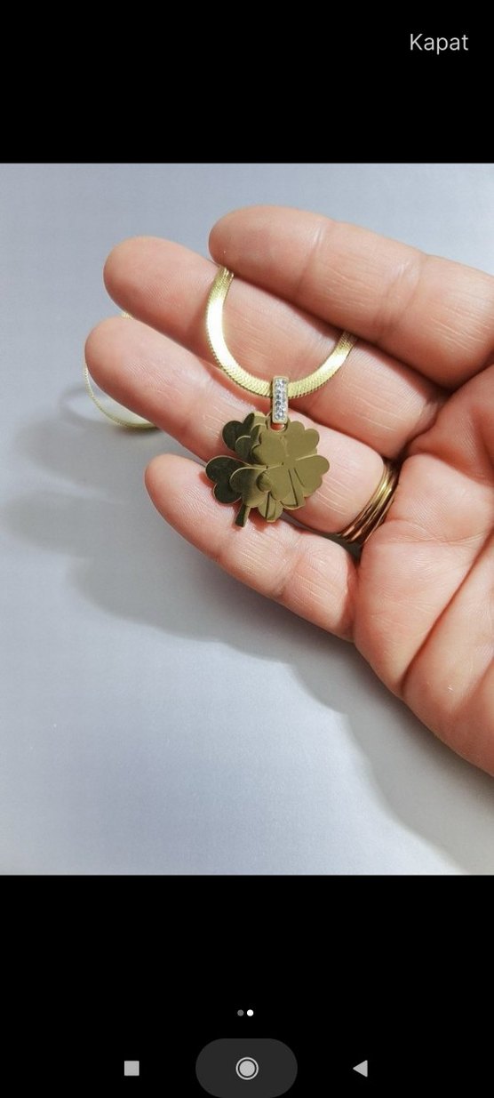 çelik yonca kolye - Görsel 2