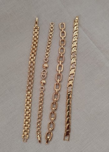 Zincir Detaylı Altın Renkli Kadın Bileklik jewerly