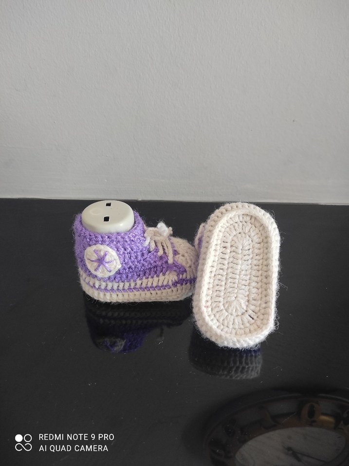 Mor Örgü Bebek Patik - Görsel 4