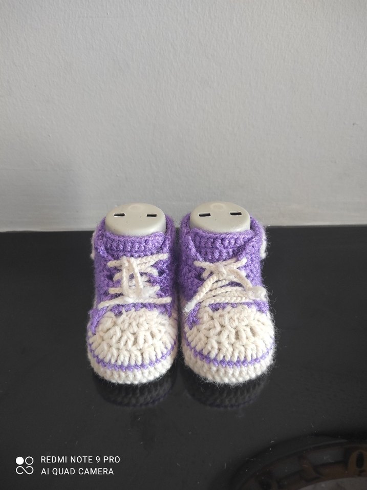 Mor Örgü Bebek Patik - Görsel 2