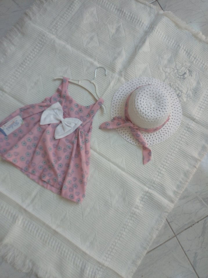 Kız Çocuk Pembe Askılı  Elbise 9-12-18-24 aylik - Görsel 2