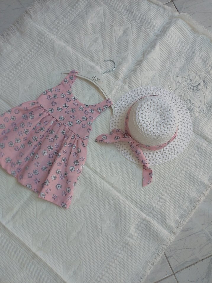 Kız Çocuk Pembe Askılı  Elbise 9-12-18-24 aylik - Görsel 3