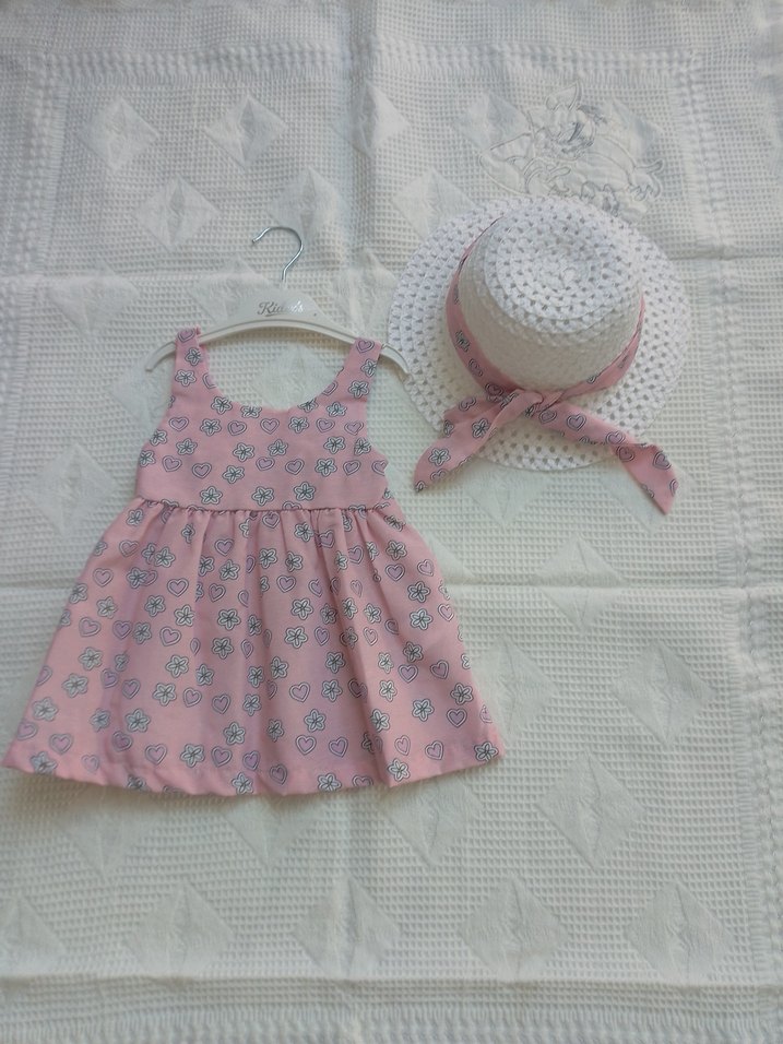 Kız Çocuk Pembe Askılı  Elbise 9-12-18-24 aylik - Görsel 4