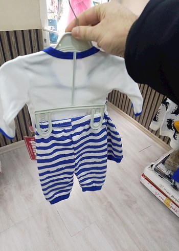 Uzun Kollu Mavi Erkek Bebek Takımı - Görsel 2