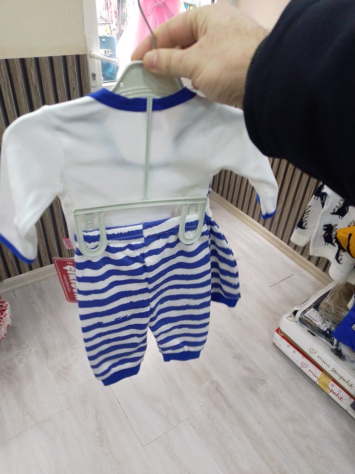 Uzun Kollu Mavi Erkek Bebek Takımı - Görsel 2