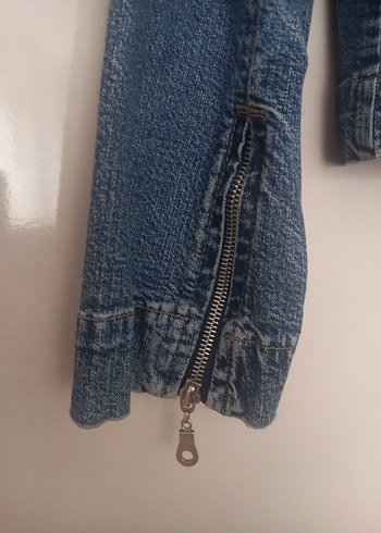 Fermuarlı Mavi Denim Kadın Ceket - Görsel 5