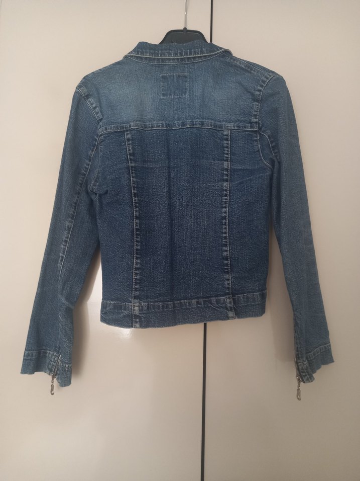 Fermuarlı Mavi Denim Kadın Ceket - Görsel 3