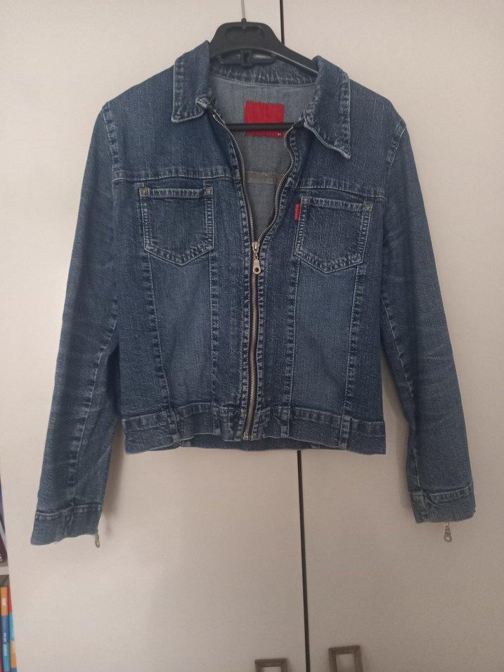 Fermuarlı Mavi Denim Kadın Ceket - Görsel 2