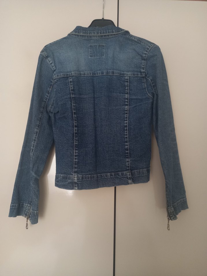 Fermuarlı Mavi Denim Kadın Ceket - Görsel 4