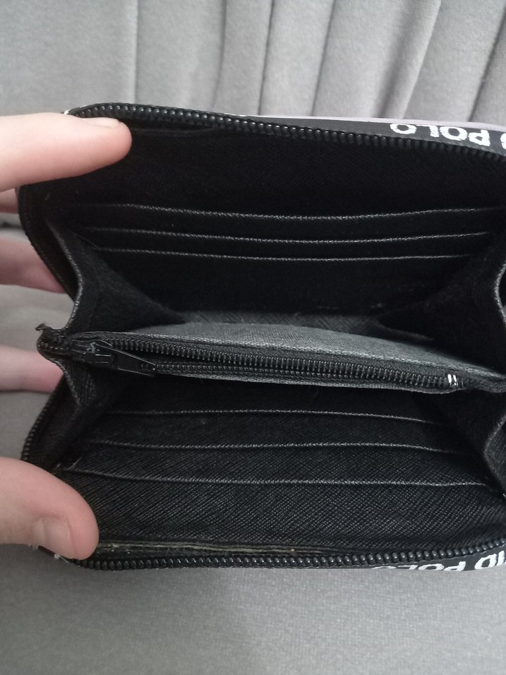 Gri Baskılı Deri Fermuarlı Kadın Cüzdanı - Görsel 2