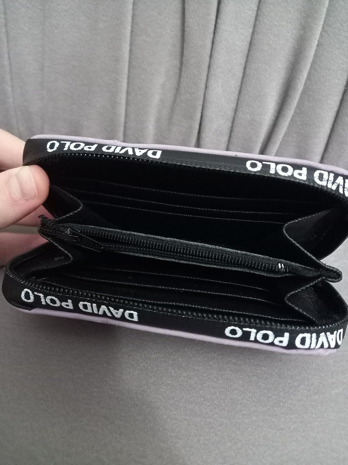 Gri Baskılı Deri Fermuarlı Kadın Cüzdanı - Görsel 4