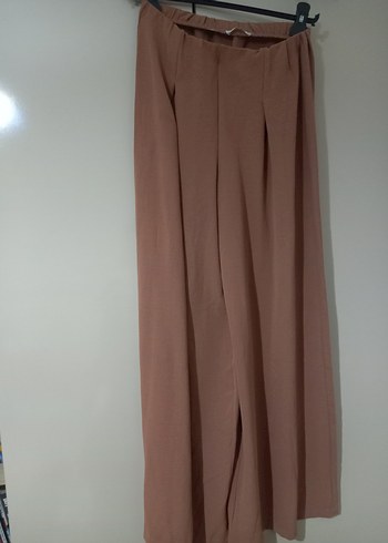 Bej Piliseli Kadın Uzun Kumaş Pantolon - Görsel 2