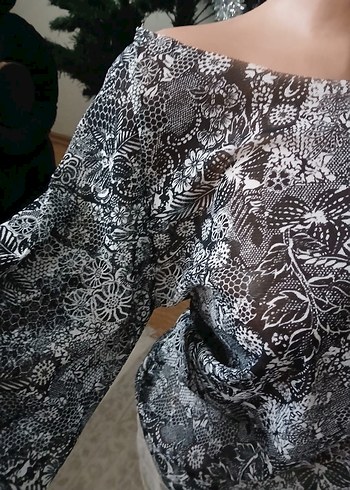 Gri Dantel Detaylı Uzun Kollu Bluz - Görsel 2