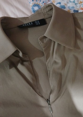 Bej Drapeli V Yaka Kadın elbise - Görsel 2