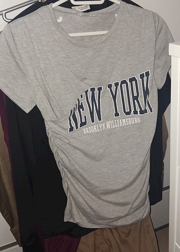 Gri Baskılı Kısa Kollu Tişört - Görsel 3