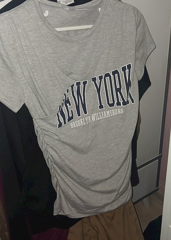 Gri Baskılı Kısa Kollu Tişört - Görsel 2