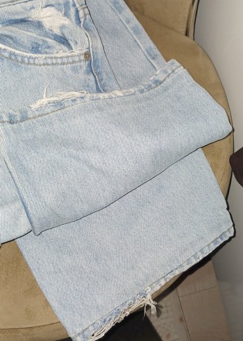 Mavi Baskılı Düğmeli Denim Pantolon - Görsel 3