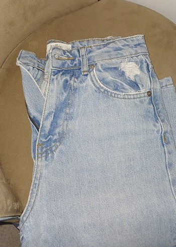 Mavi Baskılı Düğmeli Denim Pantolon - Görsel 2