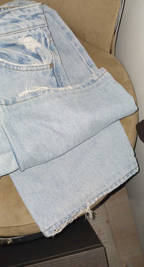 Mavi Baskılı Düğmeli Denim Pantolon - Görsel 3