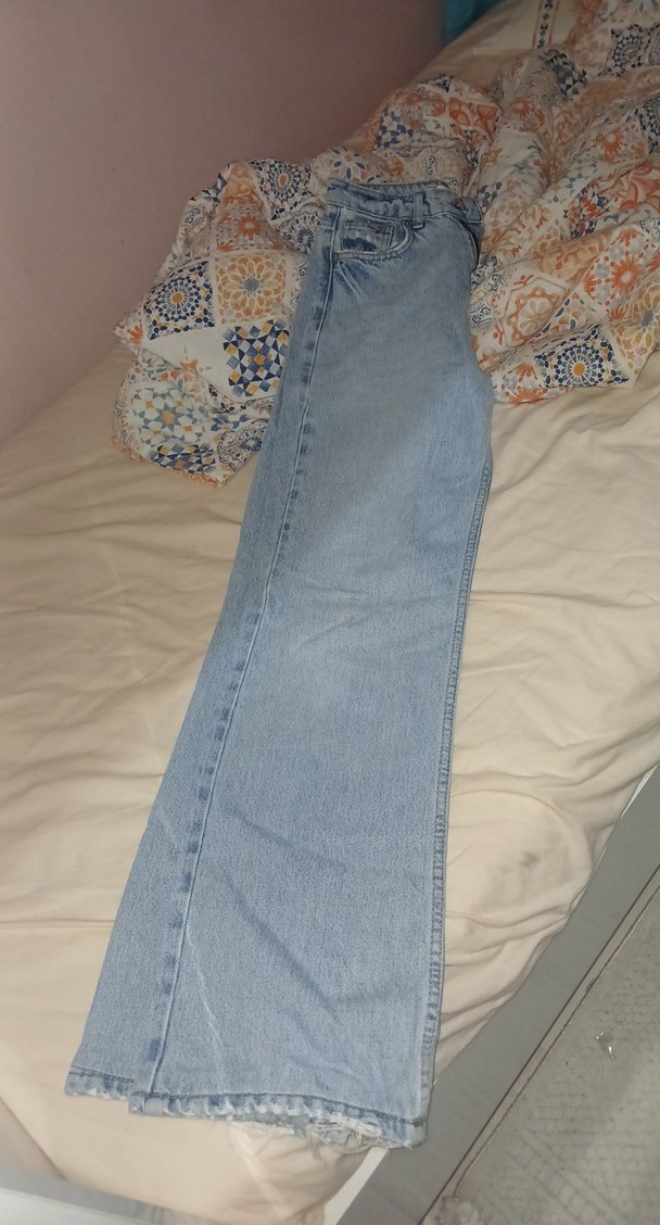 Mavi Baskılı Düğmeli Denim Pantolon - Görsel 5