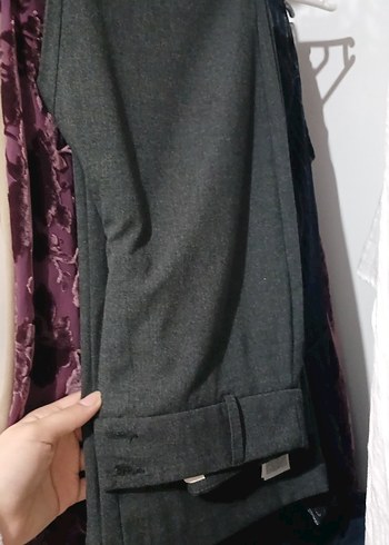 Kadın gri kumaş pantolon - Görsel 4