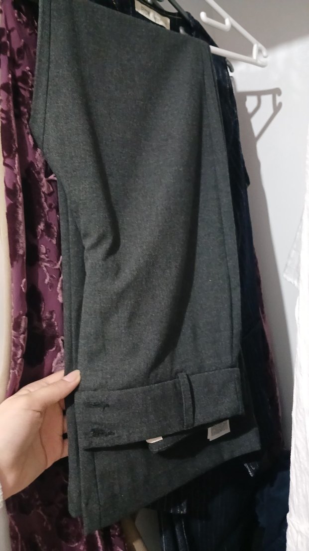 Kadın gri kumaş pantolon - Görsel 4