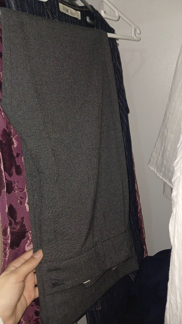 Kadın gri kumaş pantolon - Görsel 3