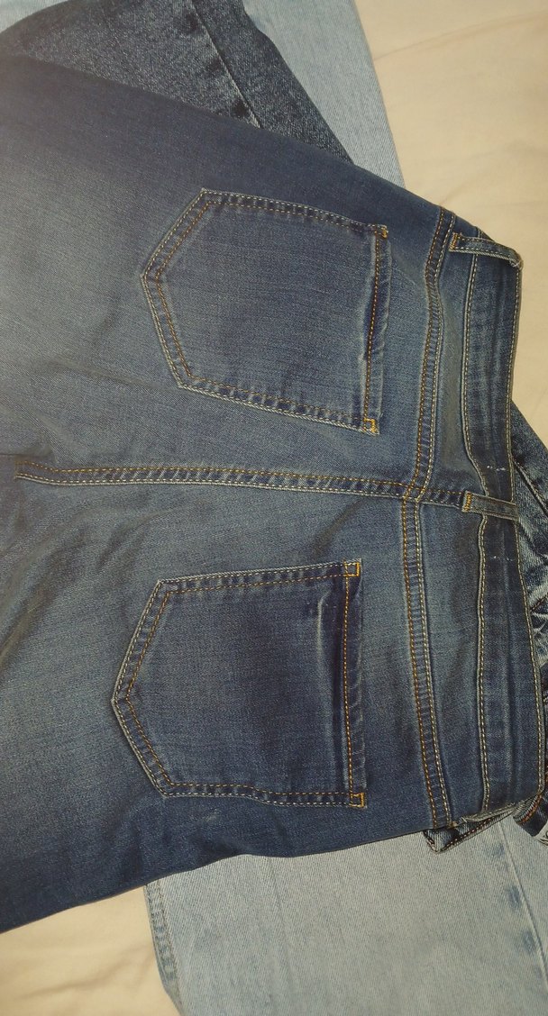 Nakışlı Düğmeli Mavi Kadın Kot Pantolon - Görsel 3