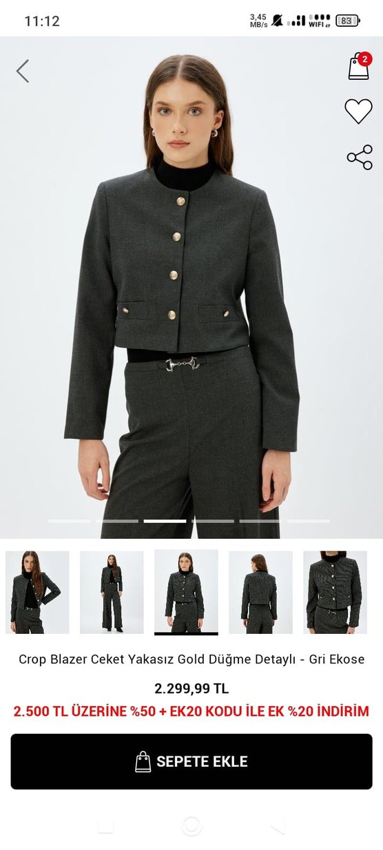 Koton Business Gri Kadın Ceket - Görsel 5