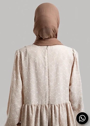 Bej Uzun Keten Salaş Elbise - Görsel 9