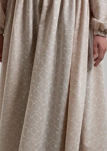 Bej Uzun Keten Salaş Elbise - Görsel 8