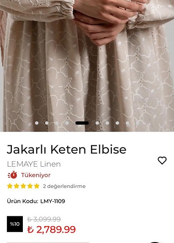 Bej Uzun Keten Salaş Elbise - Görsel 6