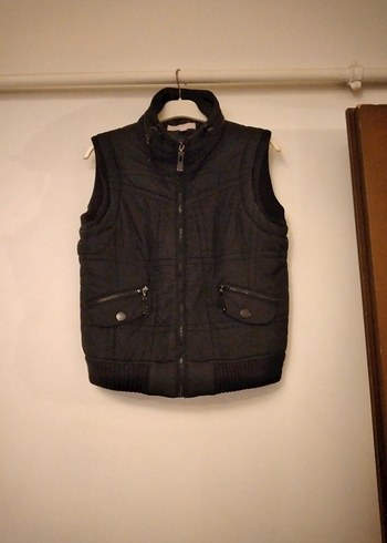 Siyah Kemerli Yüksek Yakalı Kadın Yelek - Görsel 2