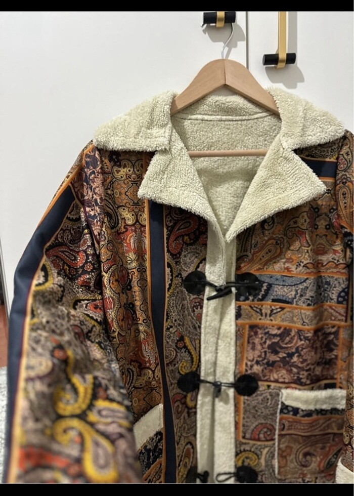 Peluş Etnik Desenli Ceket - Görsel 2