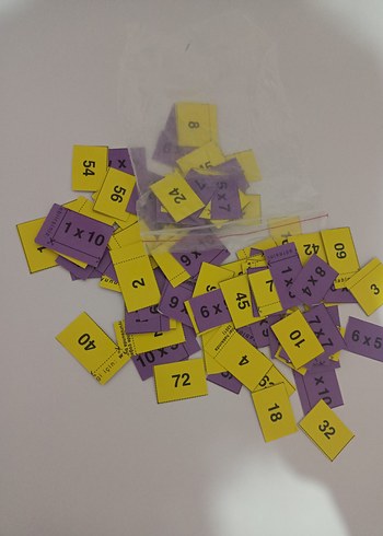 çarpım tablosu öğrenme kartları, mor ve sarı renkte, hafızakartı - Görsel 6