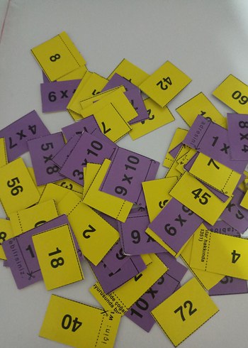 çarpım tablosu öğrenme kartları, mor ve sarı renkte, hafızakartı - Görsel 3