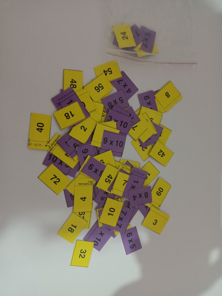 çarpım tablosu öğrenme kartları, mor ve sarı renkte, hafızakartı - Görsel 2