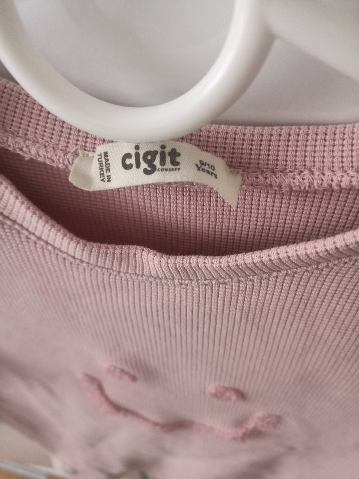 Kız Çocuk Pembe Uzun Kollu Nakışlı Tişört - Görsel 3