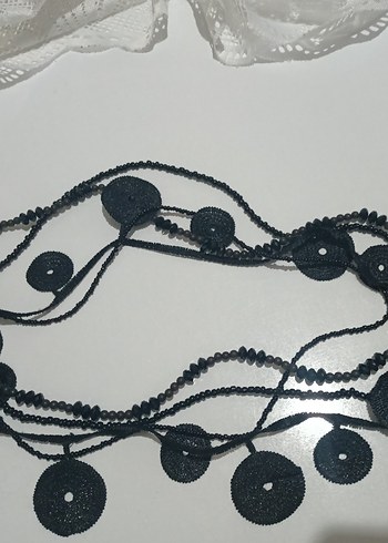 Uzun Siyah Gotik Boncuklu Kadın Kolye - Görsel 2