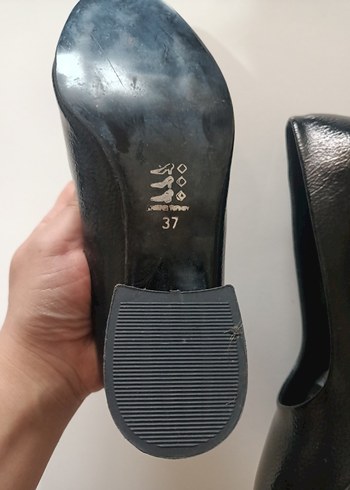 Siyah Yılan Desenli Blok Topuklu Kadın Stiletto, 37 numara - Görsel 6