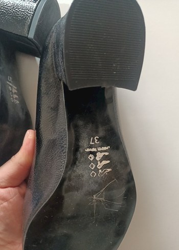 Siyah Yılan Desenli Blok Topuklu Kadın Stiletto, 37 numara - Görsel 5