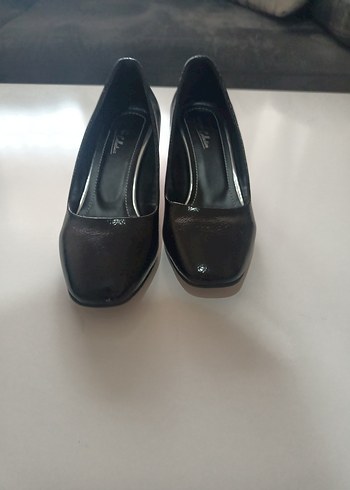 Siyah Yılan Desenli Blok Topuklu Kadın Stiletto, 37 numara - Görsel 7