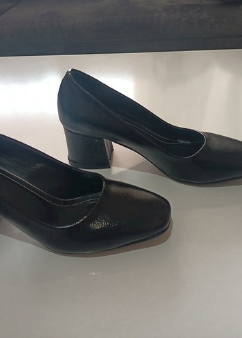 Siyah Yılan Desenli Blok Topuklu Kadın Stiletto, 37 numara - Görsel 3