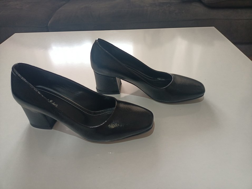 Siyah Yılan Desenli Blok Topuklu Kadın Stiletto, 37 numara - Görsel 3